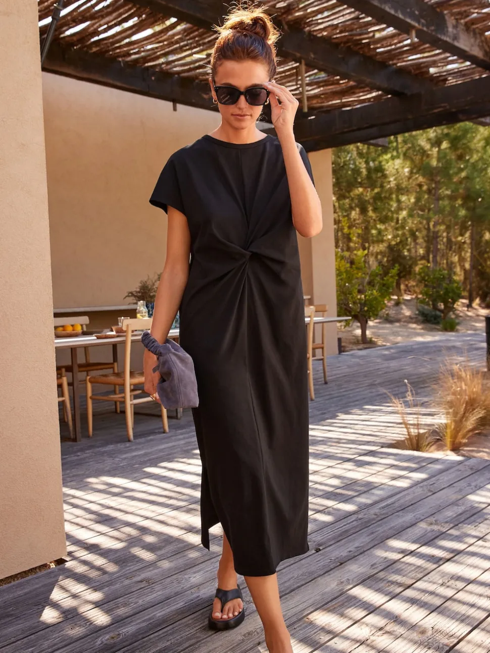 Black Twist Short Sleeved T-Shirt Summer Dress
