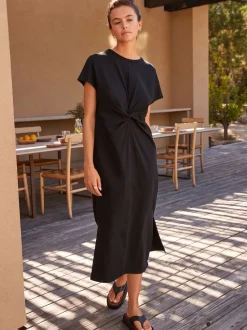 Black Twist Short Sleeved T-Shirt Summer Dress