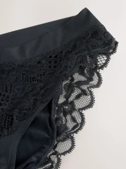 Black Ultimate Comfort Lace Back High Leg Knickers