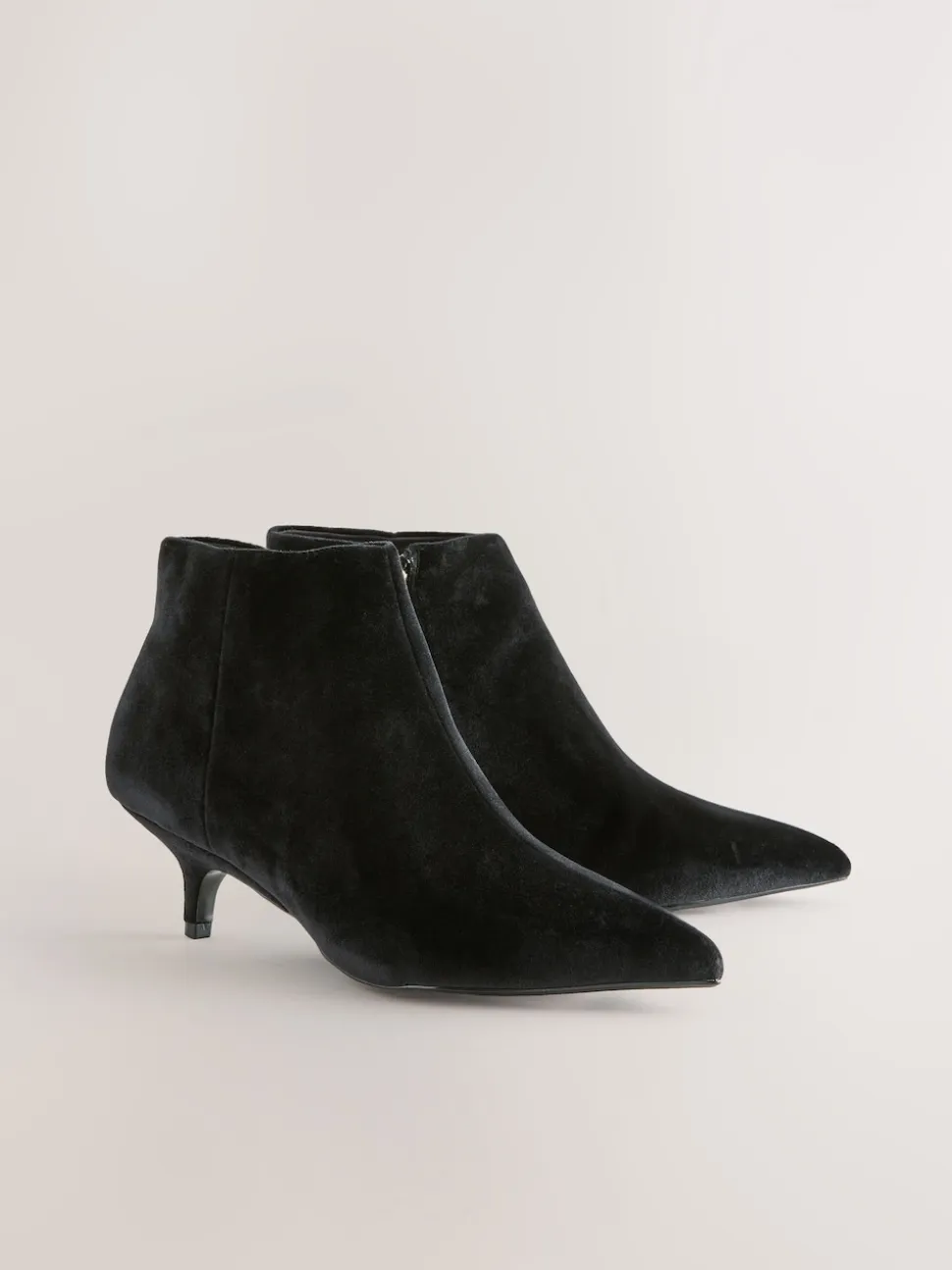 Black Velvet Forever Comfort® Kitten Heel Ankle Boots