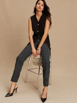 Black V-Neck Waistcoat with Button Detail