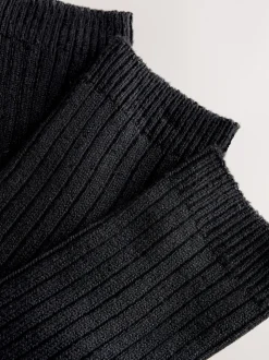 Black Warm Handle Ribbed Ankle Socks 3 Pack