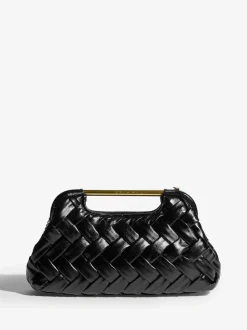 Black Weave Grab Handle Clutch Bag