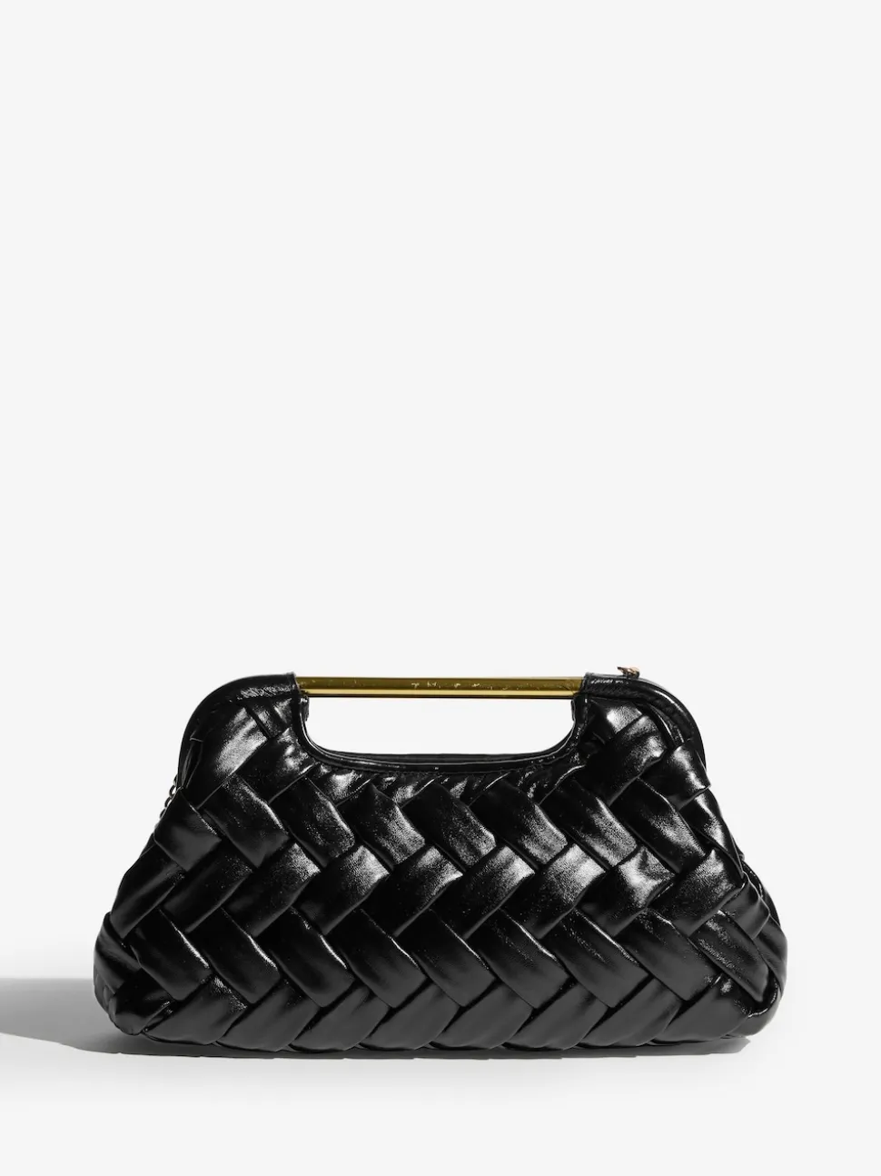 Black Weave Grab Handle Clutch Bag