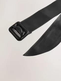 Black Wide Leather Belt