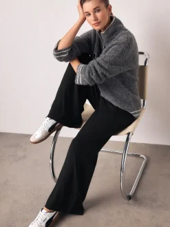 Black Wide Leg Jersey Joggers