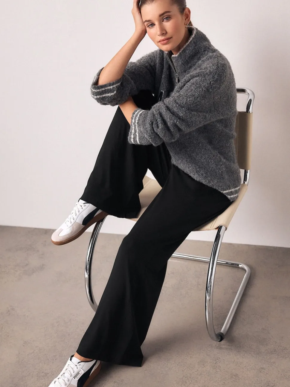 Black Wide Leg Jersey Joggers