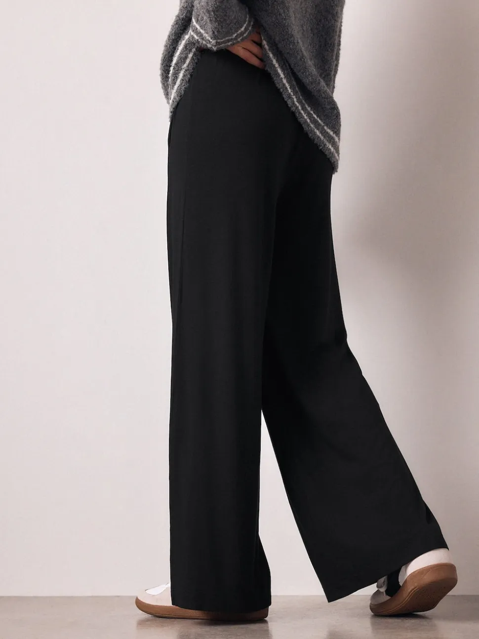 Black Wide Leg Jersey Joggers