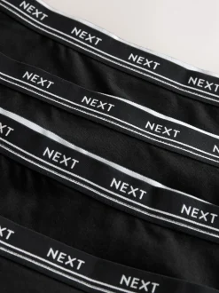 Black with Black Logo High Rise High Leg Cotton Logo Knickers 4 Pack