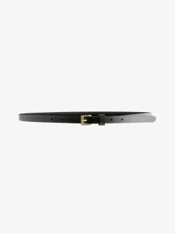 Black with Gold Skinny Leather Belt