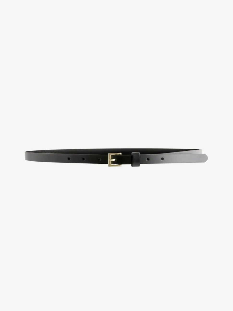 Black with Gold Skinny Leather Belt