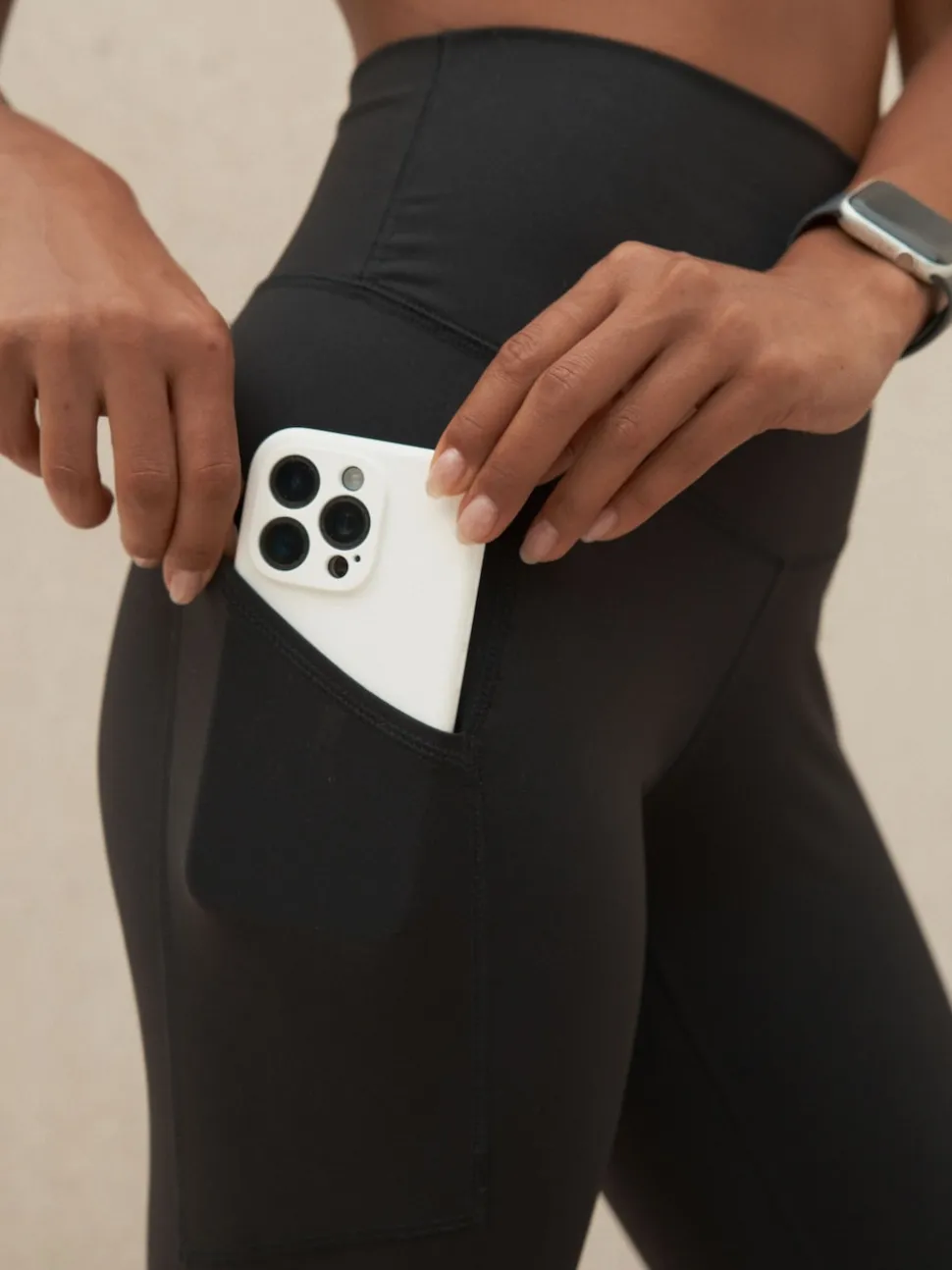 Black with Pocket Active Sports Dry Tech Sculpting Leggings
