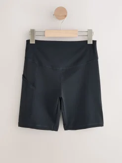 Black With Pockets Sports Dry Tech Tummy Control Shorts