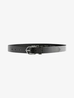 Black with Silver Regular Leather Belt