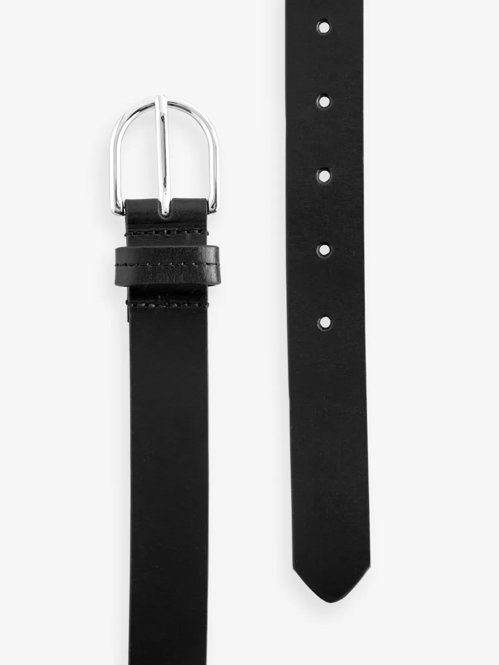 Black with Silver Regular Leather Belt