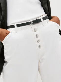 Black with Silver Skinny Leather Belt