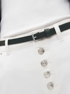 Black with Silver Skinny Leather Belt