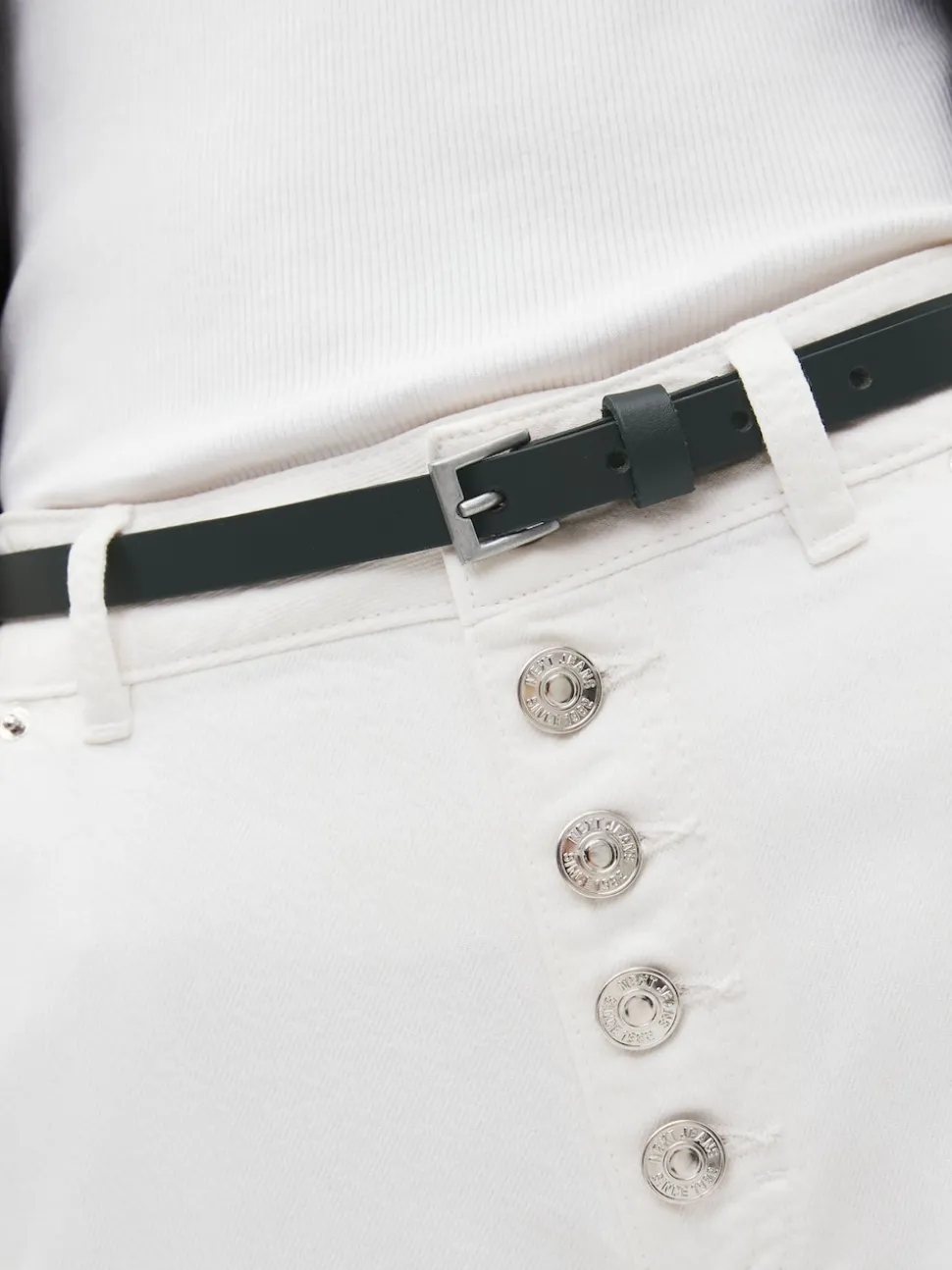 Black with Silver Skinny Leather Belt