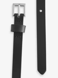Black with Silver Skinny Leather Belt