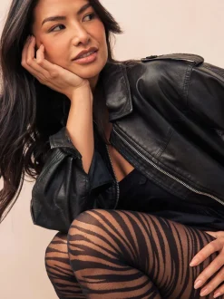 Black Zebra Pattern Tights