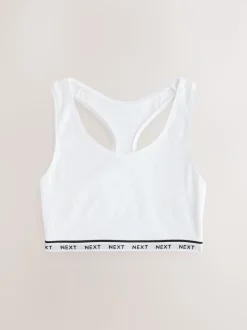Black/Black/Grey/White Ultimate Comfort Cotton Logo Crop Bras 4 Pack