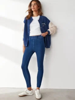 Black/Blue Full Length Jersey Denim Leggings 2 Pack