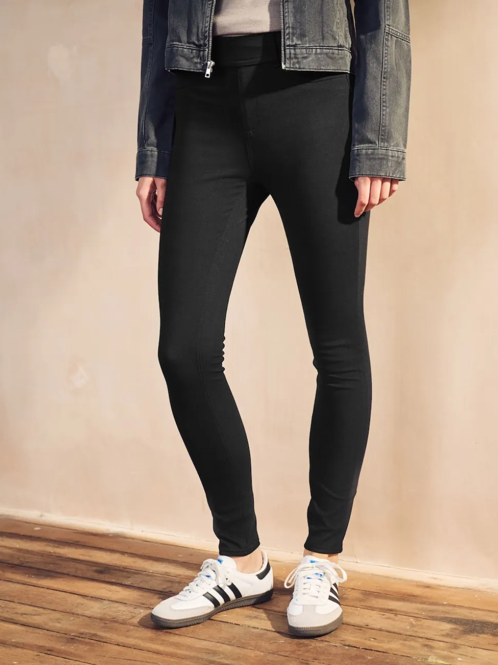 Black/Blue Full Length Jersey Denim Leggings 2 Pack