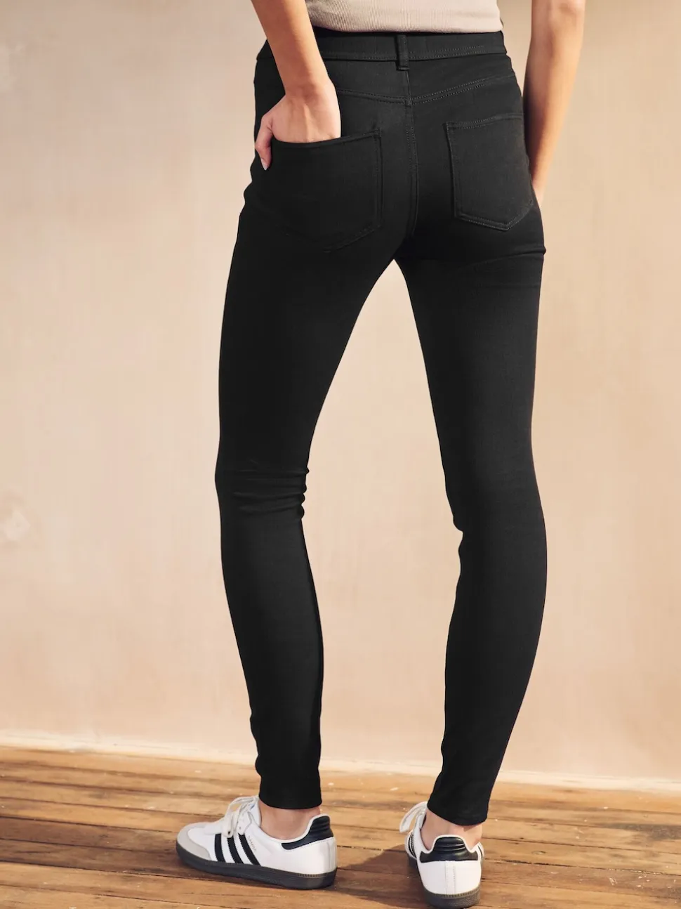 Black/Blue Full Length Jersey Denim Leggings 2 Pack