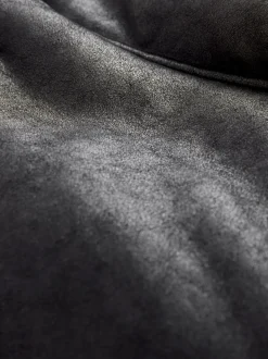 Black/Chocolate Brown Faux Shearling Cropped Aviator Jacket