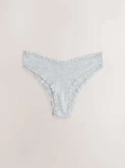 Black/Cream Extra High Leg Cotton Lace Knickers 4 Pack