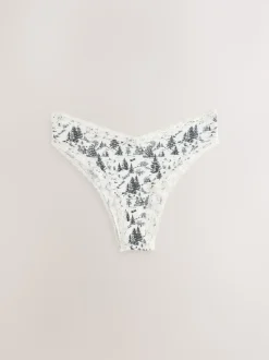 Black/Cream Extra High Leg Cotton Lace Knickers 4 Pack