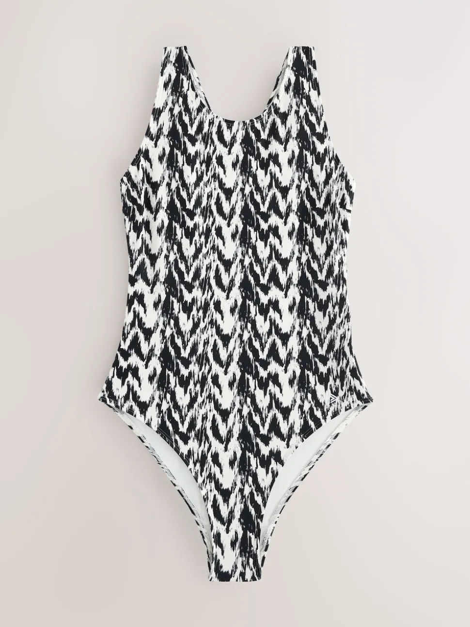 Black/Cream Ikat Essential High Neck Shaping Swimsuit