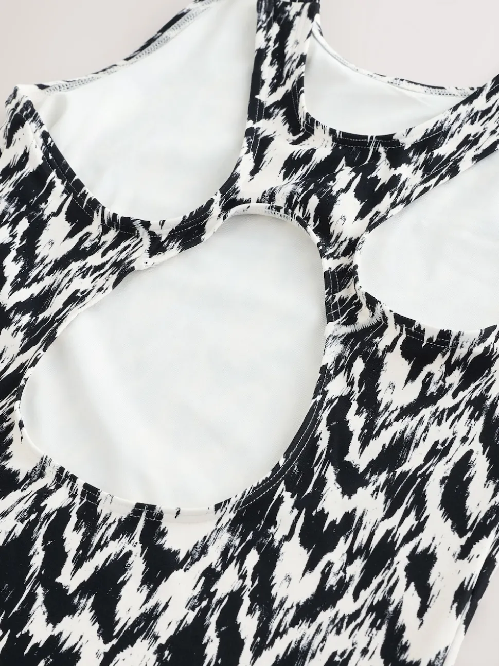 Black/Cream Ikat Essential High Neck Shaping Swimsuit