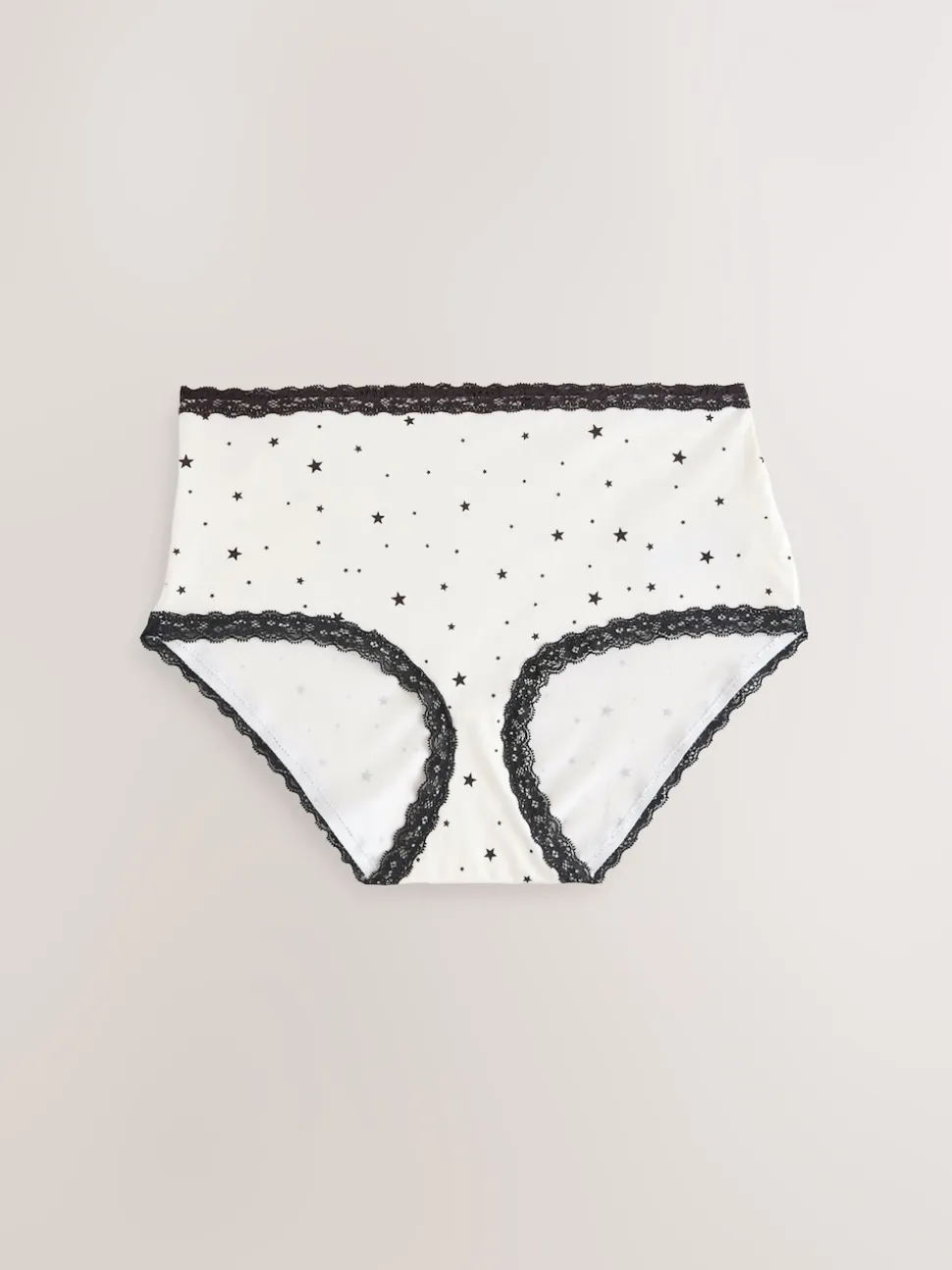 Black/Cream Midi Cotton Lace Knickers 4 Pack