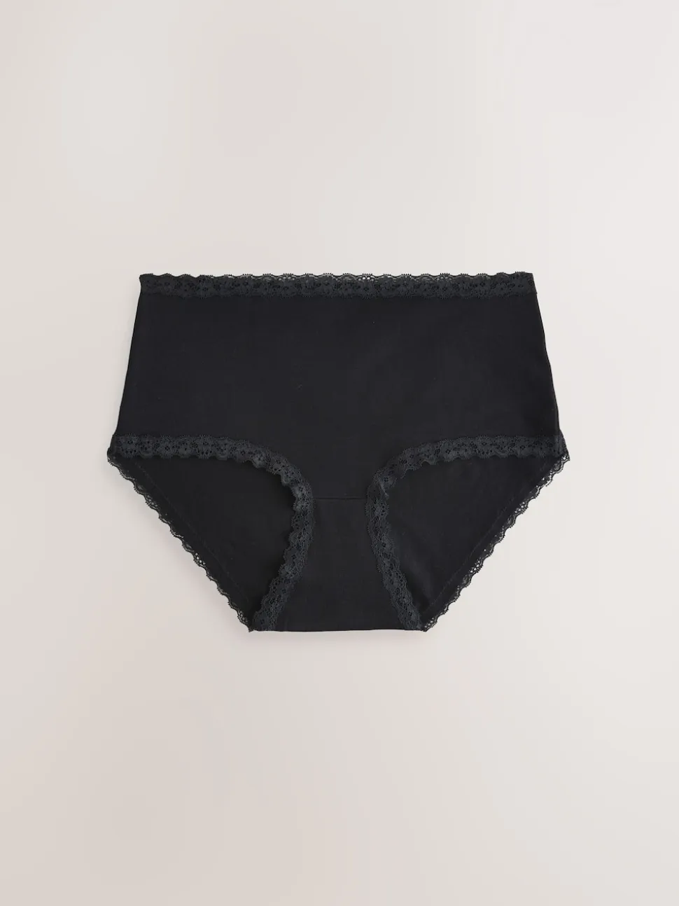Black/Cream Midi Cotton Lace Knickers 4 Pack