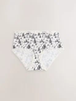 Black/Cream Midi Cotton Lace Knickers 4 Pack