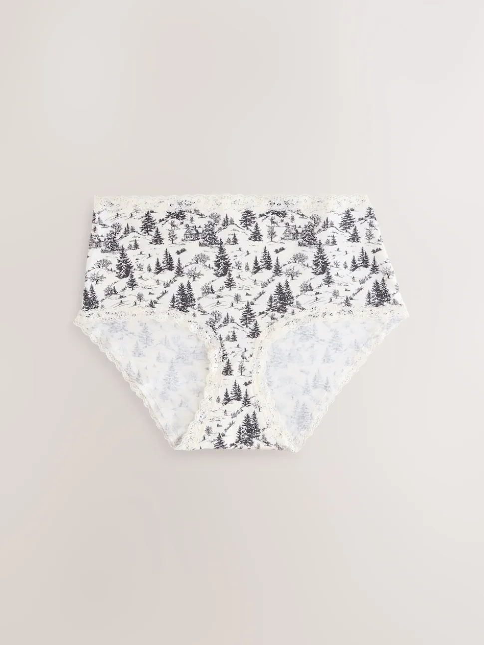 Black/Cream Midi Cotton Lace Knickers 4 Pack
