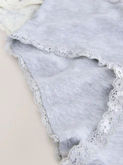 Black/Cream Midi Cotton Lace Knickers 4 Pack