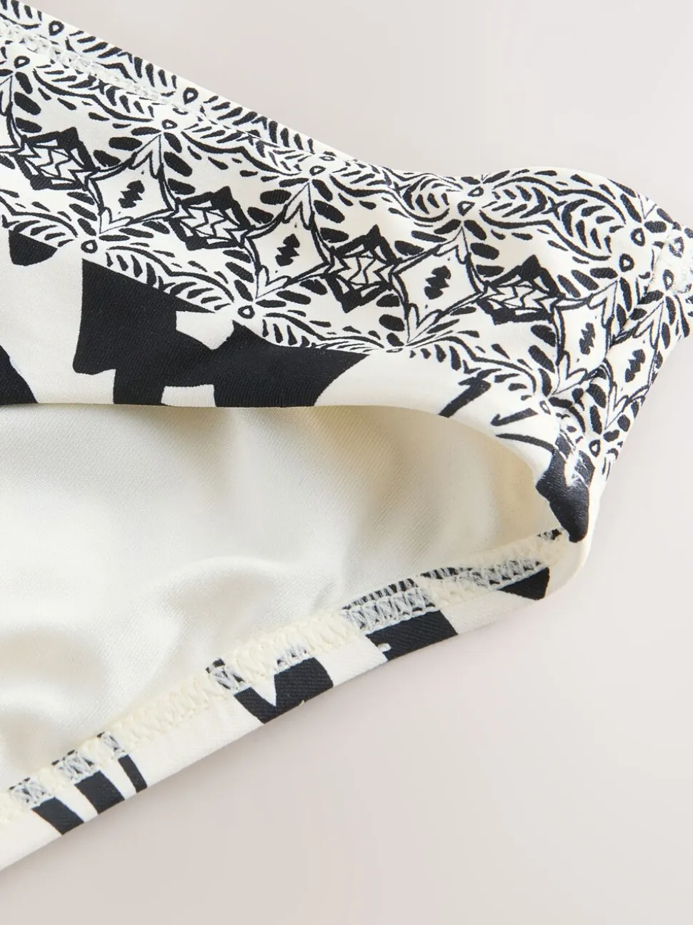 Black/Cream Palm High Leg Print Bikini Bottoms