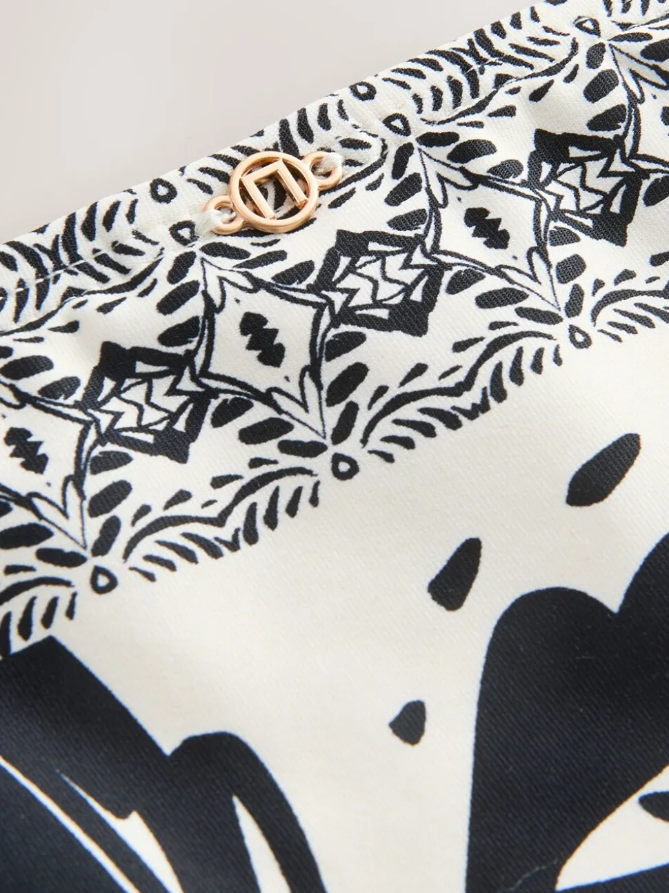 Black/Cream Palm High Leg Print Bikini Bottoms