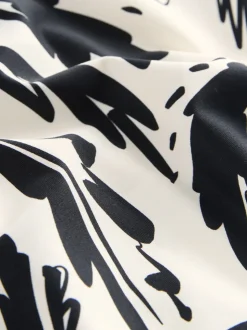 Black/Cream Palm High Waist Print Bikini Bottoms