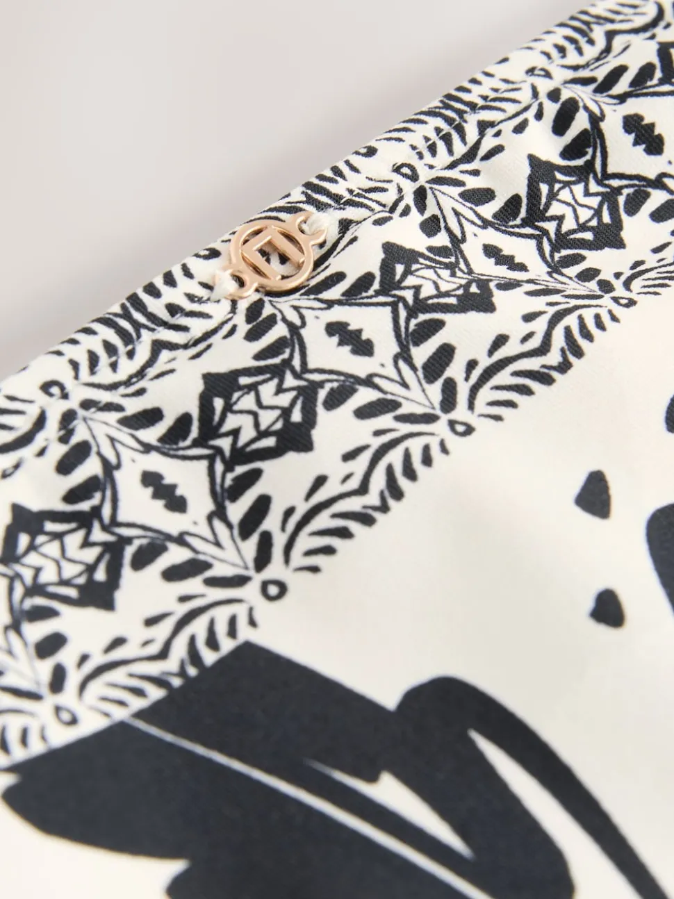 Black/Cream Palm High Waist Print Bikini Bottoms