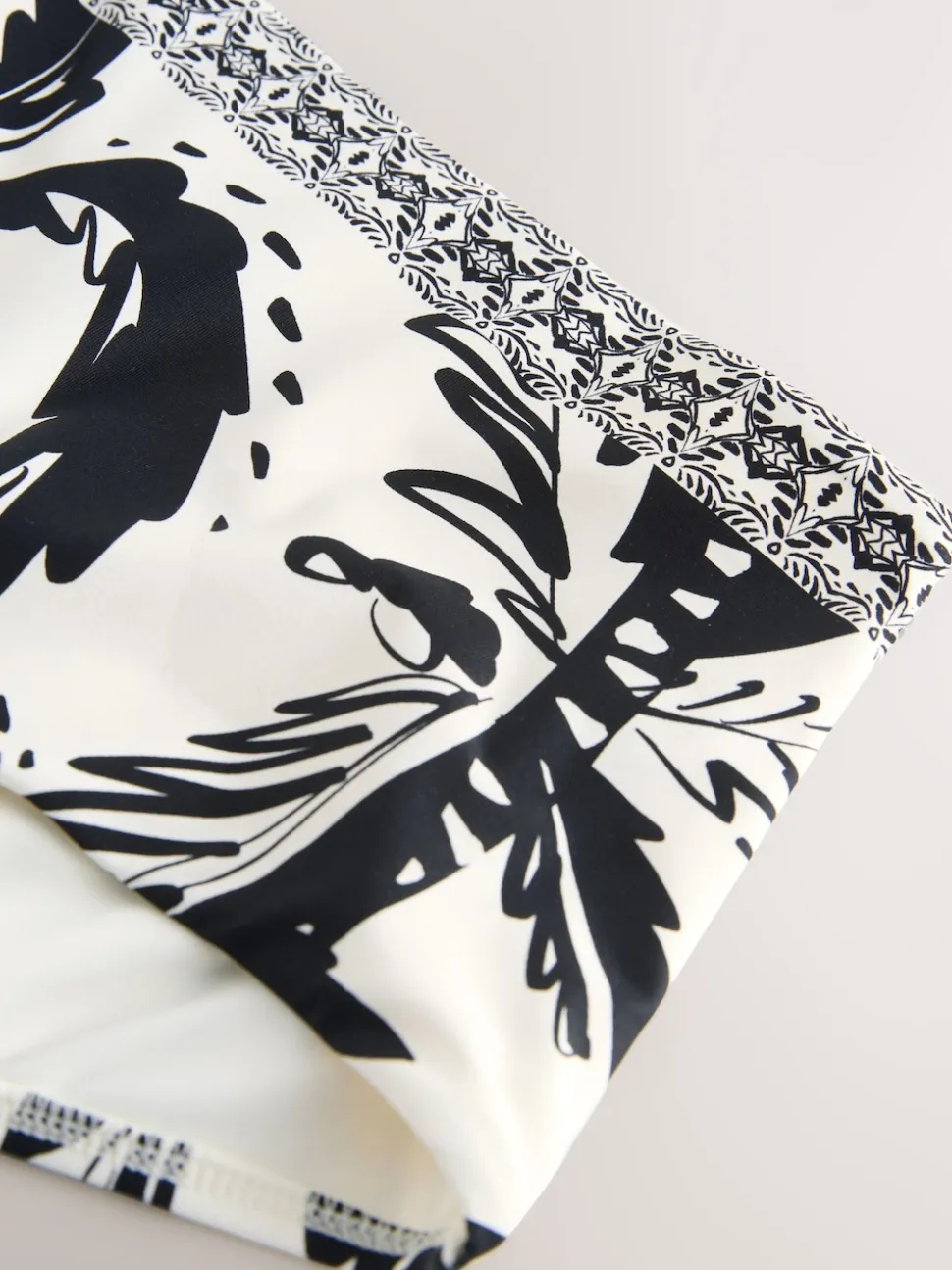 Black/Cream Palm High Waist Print Bikini Bottoms