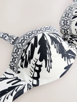 Black/Cream Palm Wired Bandeau Bikini Top