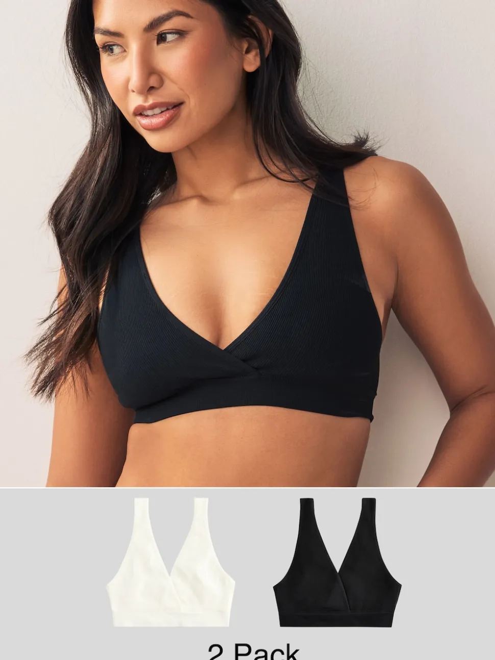 Black/Cream Seamless Non Wire Nursing Ultimate Comfort Bras 2 Pack