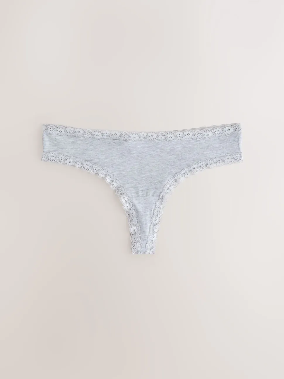 Black/Cream Thong Cotton Lace Knickers 4 Pack