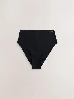 Black/Cream/Pink High Waist High Leg Cotton Blend No VPL Knickers 7 Pack