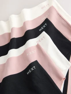 Black/Cream/Pink High Waist High Leg Cotton Blend No VPL Knickers 7 Pack