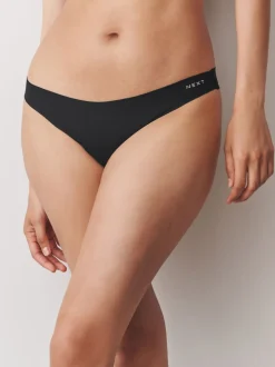 Black/Cream/Pink Thong Cotton Blend No VPL Knickers 7 Pack