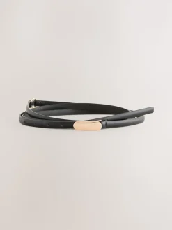 Black/Gold Tone Double Wrap PU Belt